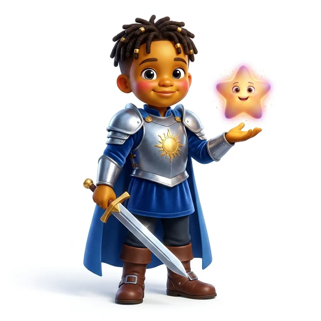 Child dressed as a knight holding the Story Star