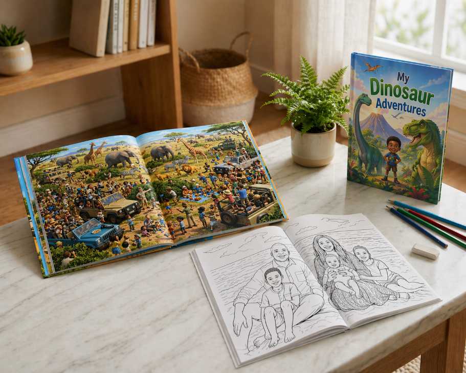 Premium bundle with hardcover storybook and softcover colouring book