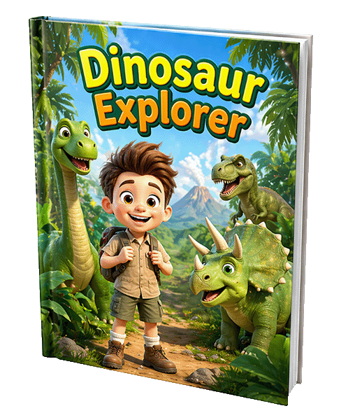 Dinosaur Explorer – personalised children's storybook cover mockup
