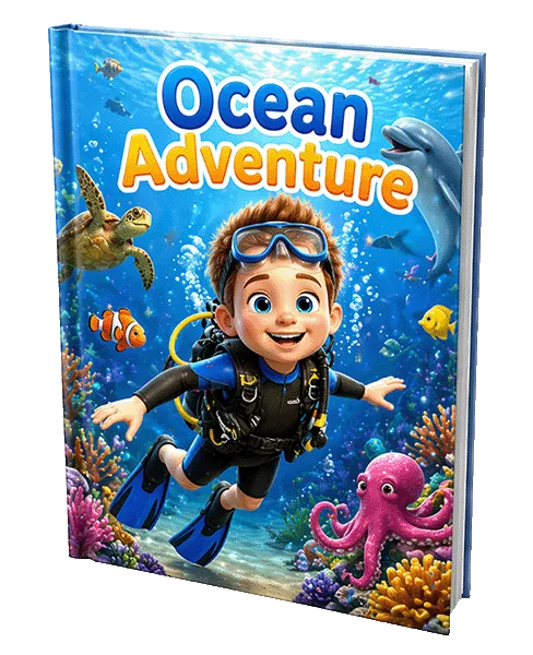 Ocean Adventure – personalised children's storybook cover mockup