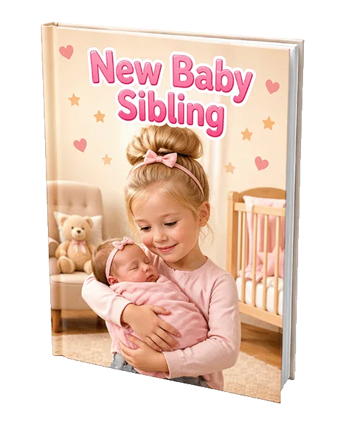 New Baby Sibling – personalised children's storybook cover mockup