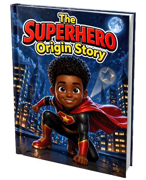 Superhero Origin Story – personalised children's storybook cover mockup