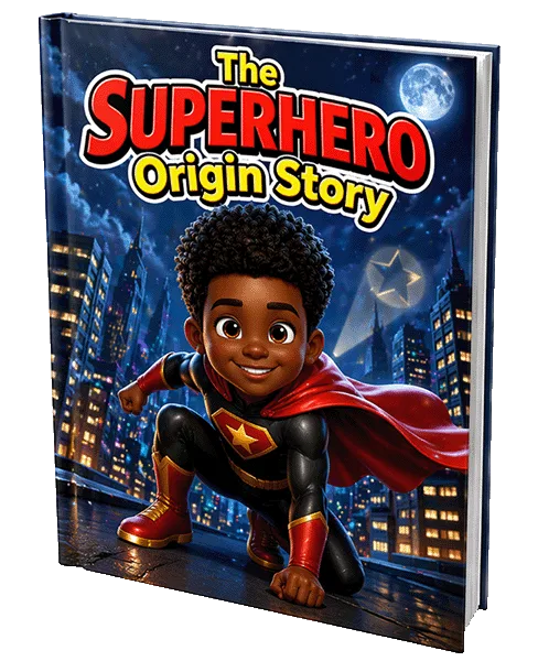 Superhero Origin Story – personalised children's storybook cover mockup
