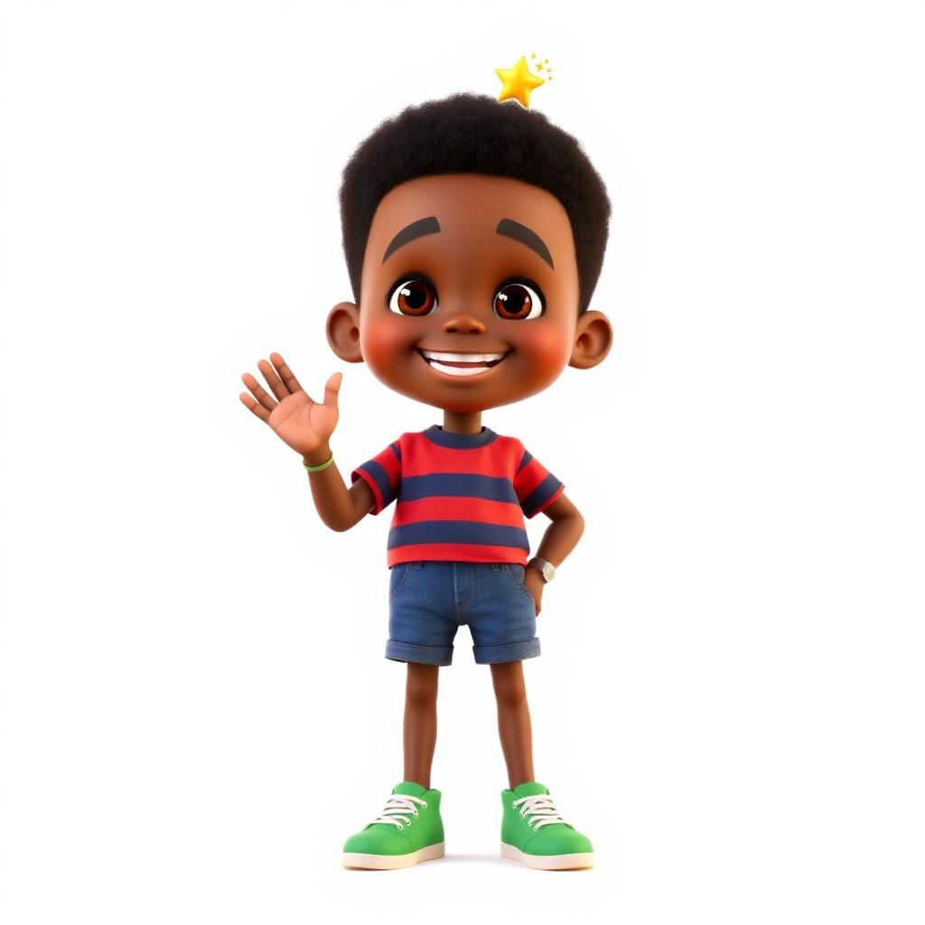 South African boy with the Story Star, Pixar style