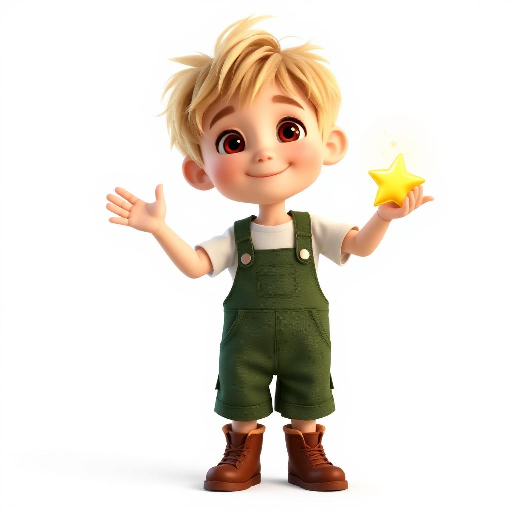 South African boy in dungarees with the Story Star, Pixar style